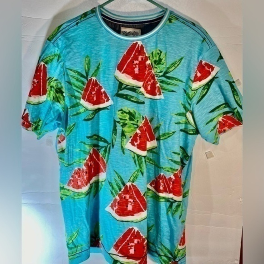 HUNTINGTON BC SHORT SLEEVE T-SHIRT GREEN & YELLOW WATERMELON PRINT SIZE XL